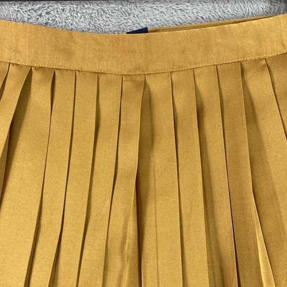Gap Pleated Skirt Women Size 4 Gold Polyester Sash Tie Lined - Picture 2 of 8